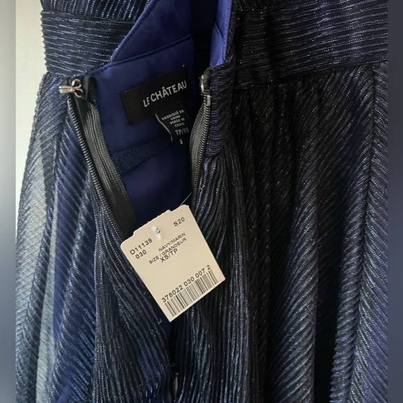 Le Chateau Navy Blue Mesh Sparkle Party Dress - Picture 5 of 5